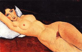 Amedeo Modigliani Reclining Nude on a Red Couch